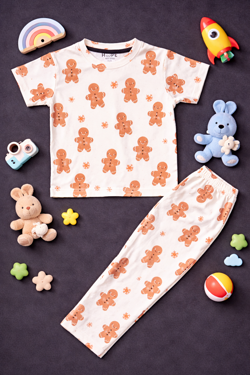 Gingerbread Print Cotton Baby Co-Ord Set (1 to 5 Years)