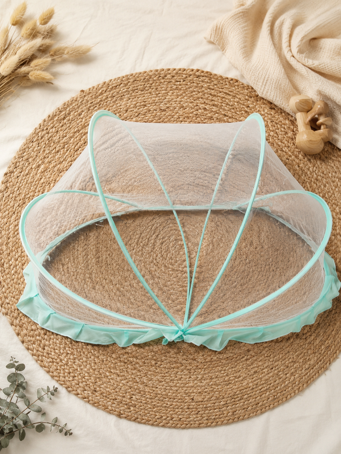 Premium Foldable Baby Mosquito Net - Bright Aqua