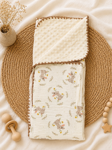 Grey Rabbit Muslin Bubble Blanket