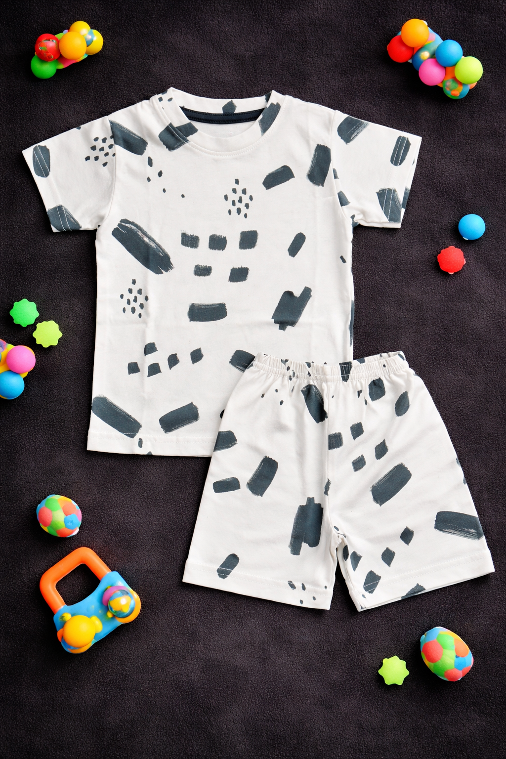 Modern Minimal Print Cotton Baby Wear Set – Grey (1 to 5 Years)