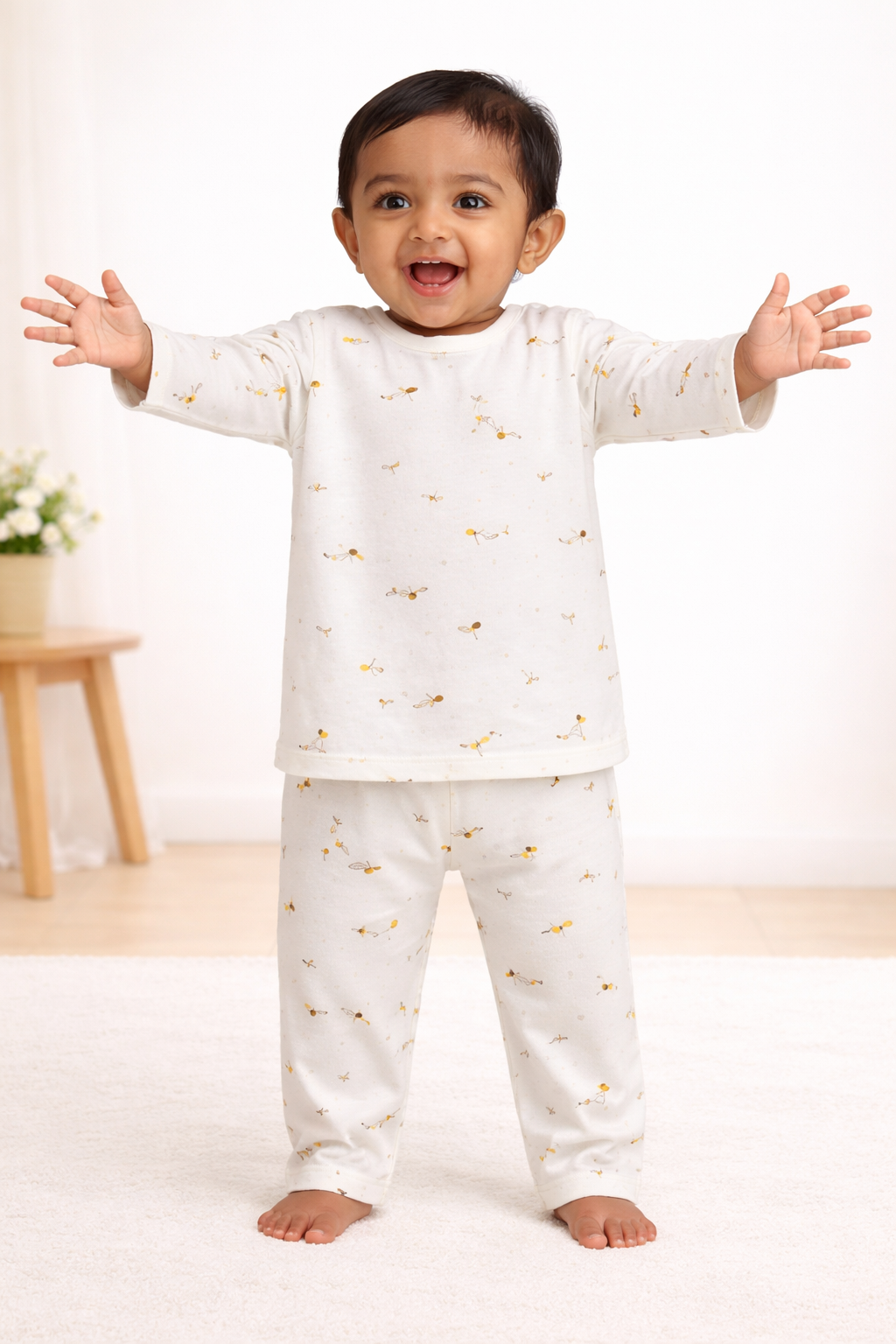 Honey Bee Print Baby Co-ord Set  (6 Months to 5 Years)