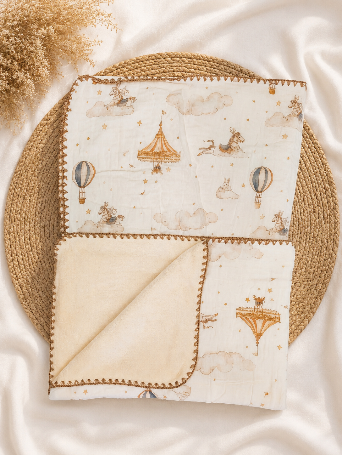 Horse Muslin Coral Blanket