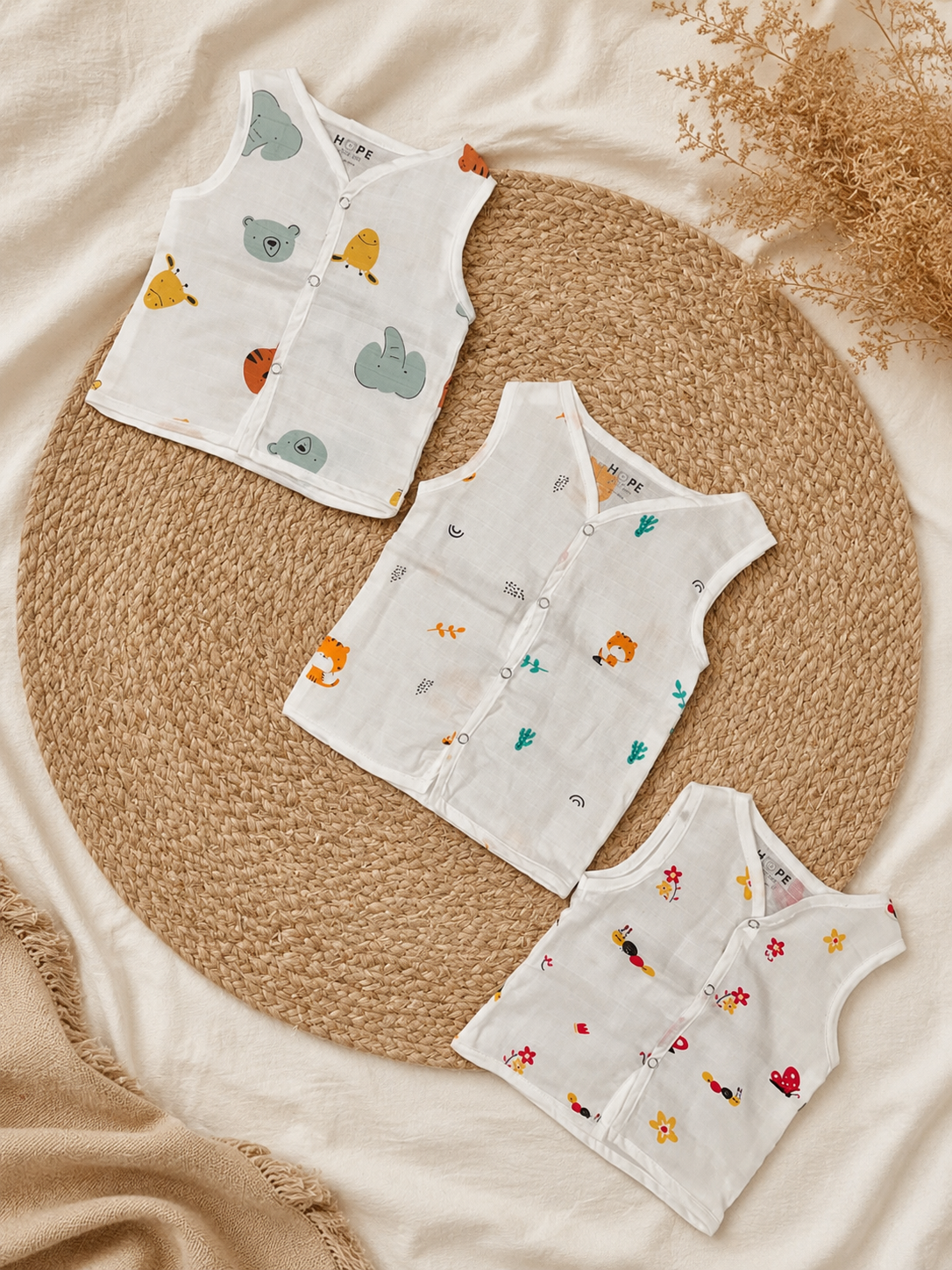 Muslin Sleeveless Jabla |Random Prints