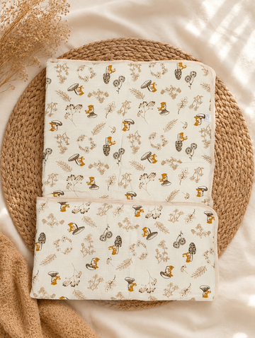 Mushroom Muslin Quilt Blanket Comes Bed