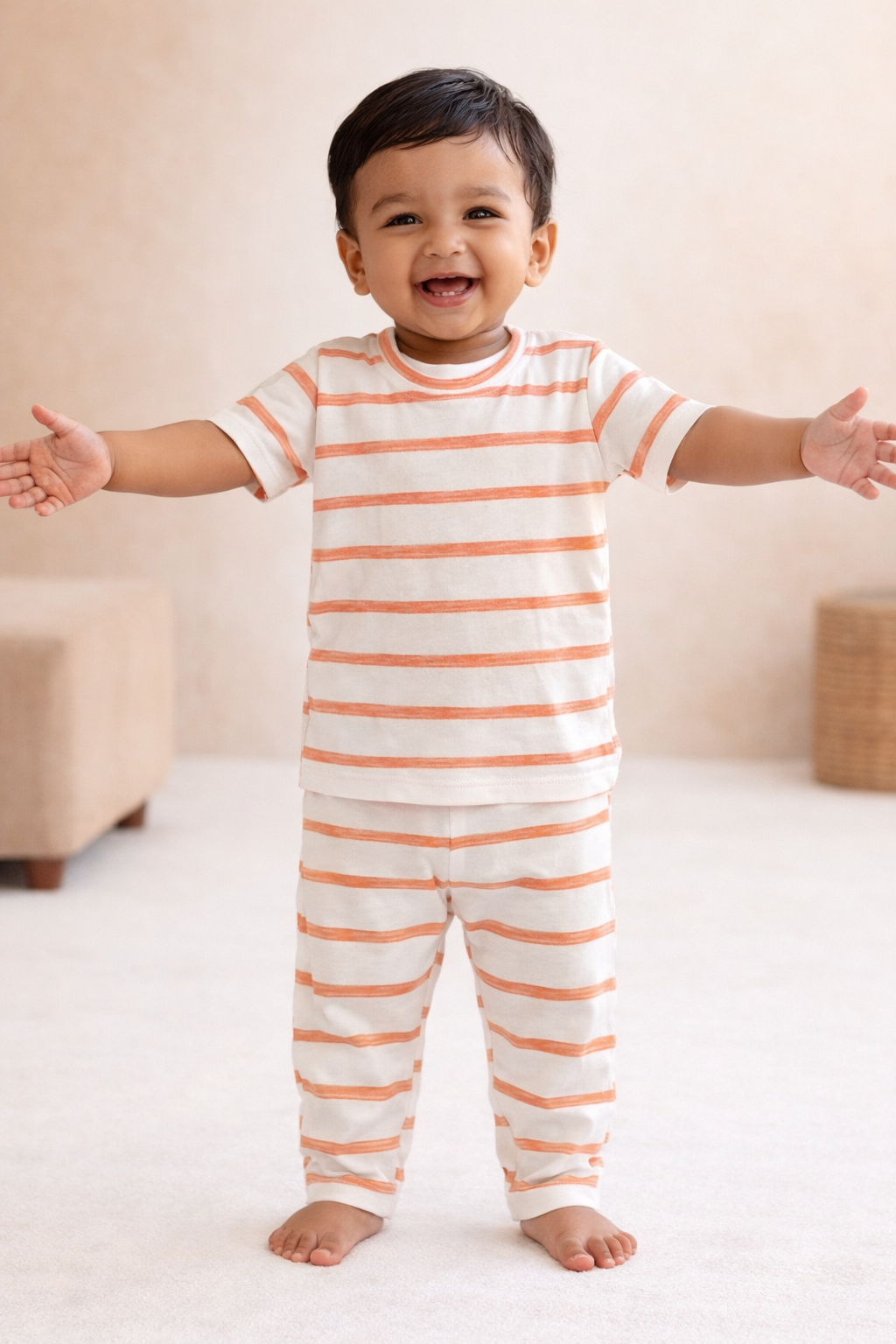 Minimal Orange Stripe Baby Co-Ord Set (1 to 5 Years)