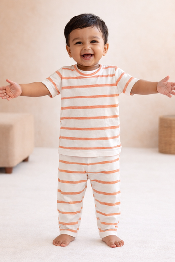 Minimal Orange Stripe Baby Co-Ord Set (1 to 5 Years)