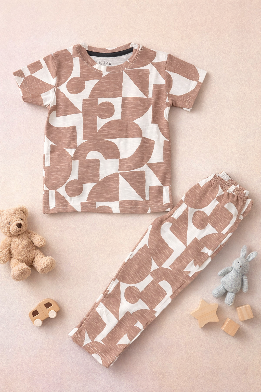 Peach & Brown Printed Baby Co-Ord Set (1 to 5 Years)