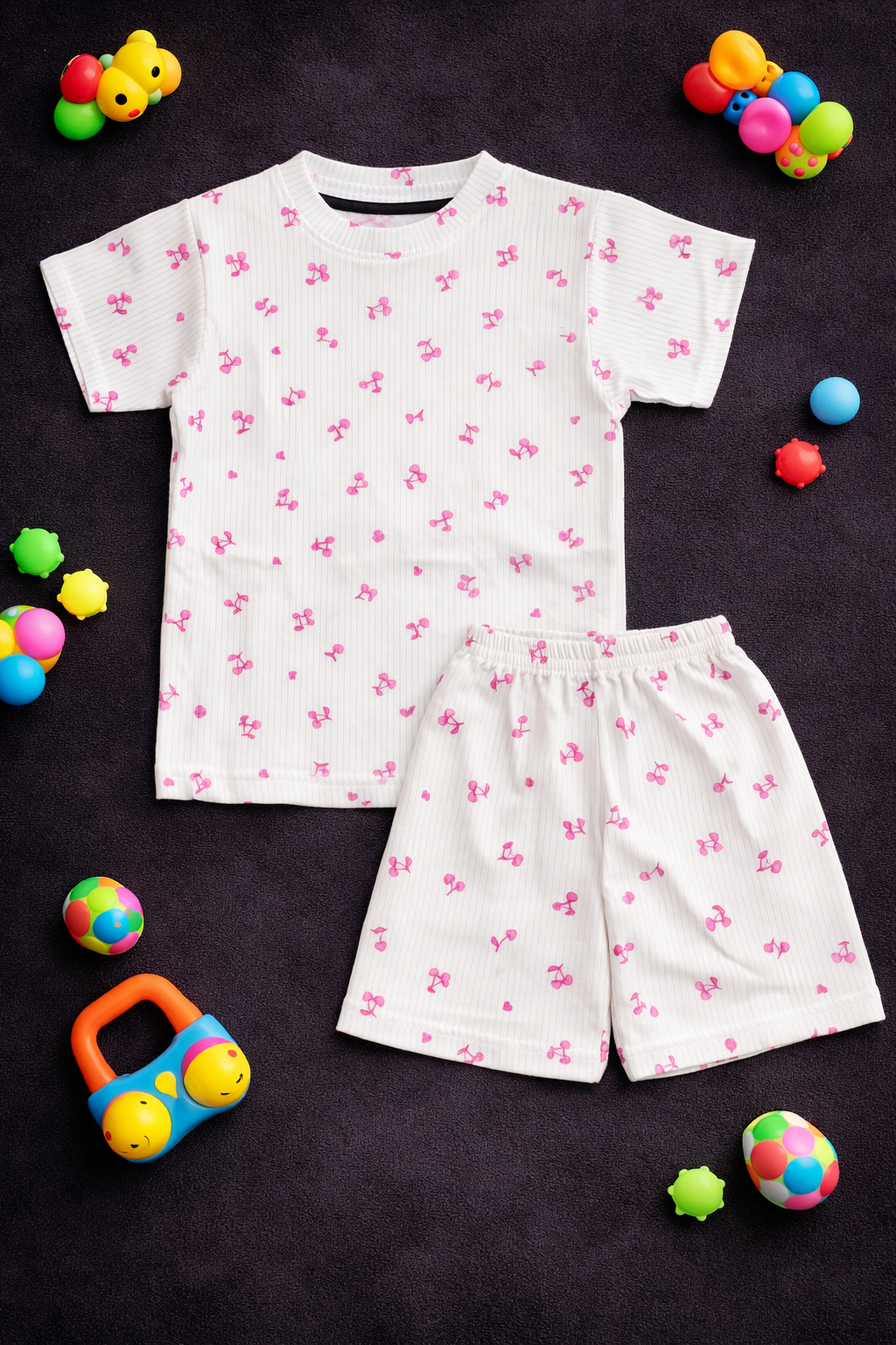 Blush Pink Ribbed Cotton Baby Top & Shorts Set (1 to 5 Years)