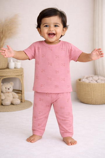Pink Puppy Print Cotton Baby Co-Ord Set (1 to 5 Years)