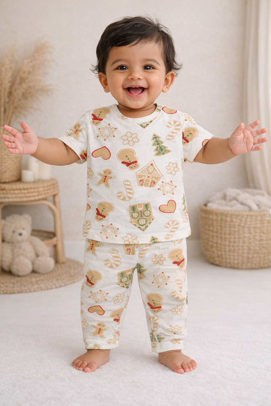 Christmas Print Cotton Baby Co-Ord Set (1 to 5 Years)